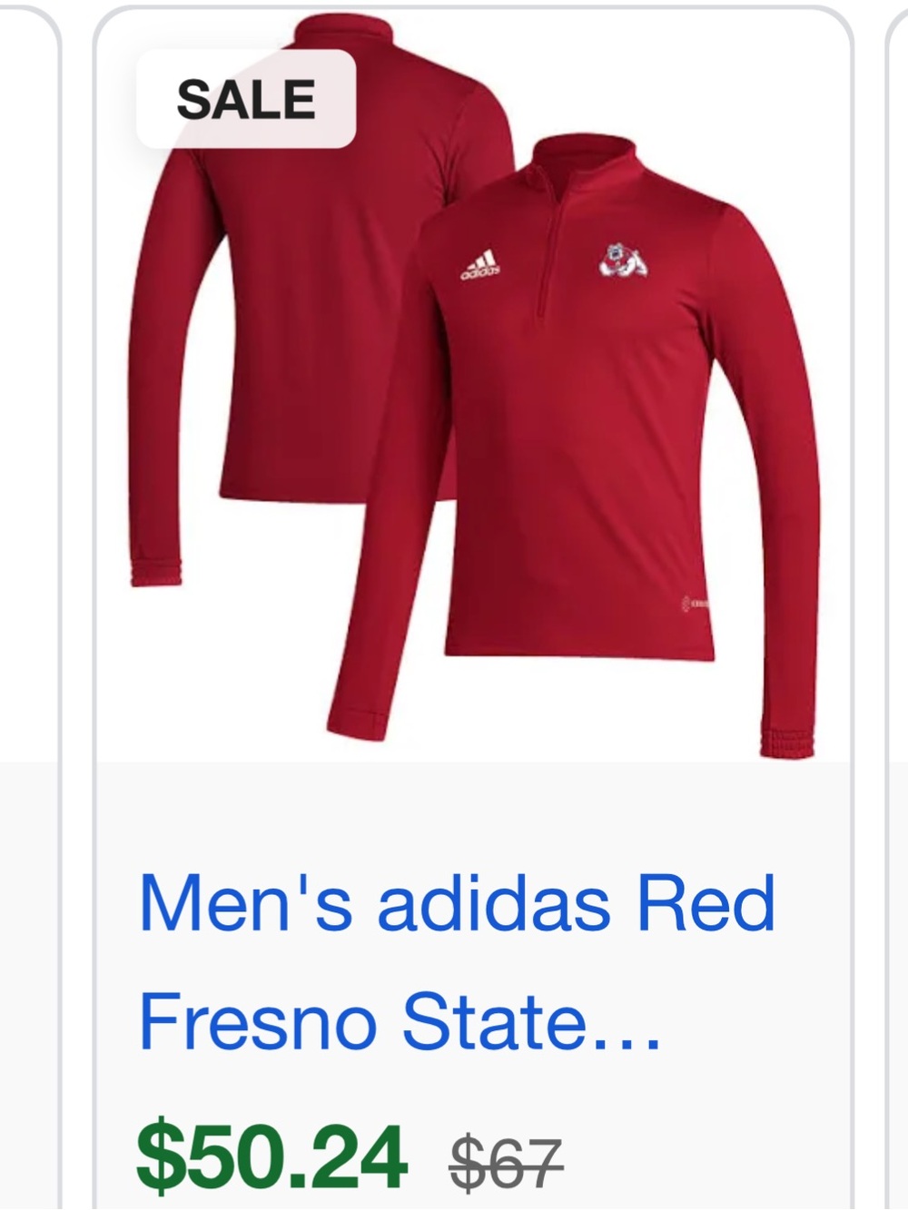 adidas Fresno bulldogs zip
